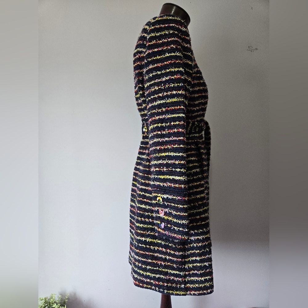 Cabi Headliner Multicolor Striped Long-Sleeve Knit Jacket With Floral Buttons. - Picture 5 of 15